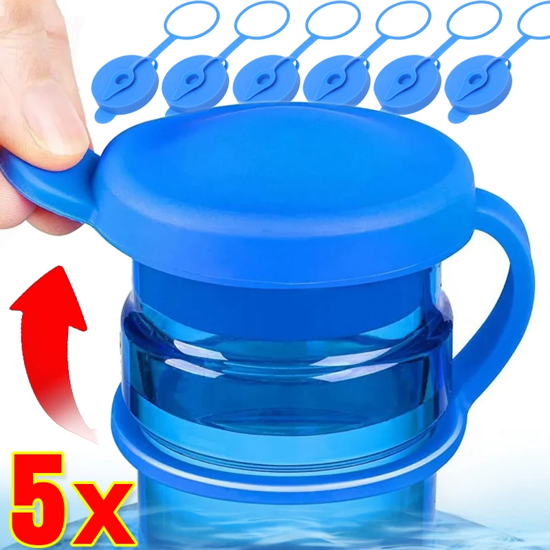 5/1Pcs Replacement Water Bottle Cover Reusable Food Grade Silicone Lid 5 Gallon Water Bottle Lids With Leak-proof Inner Plugs