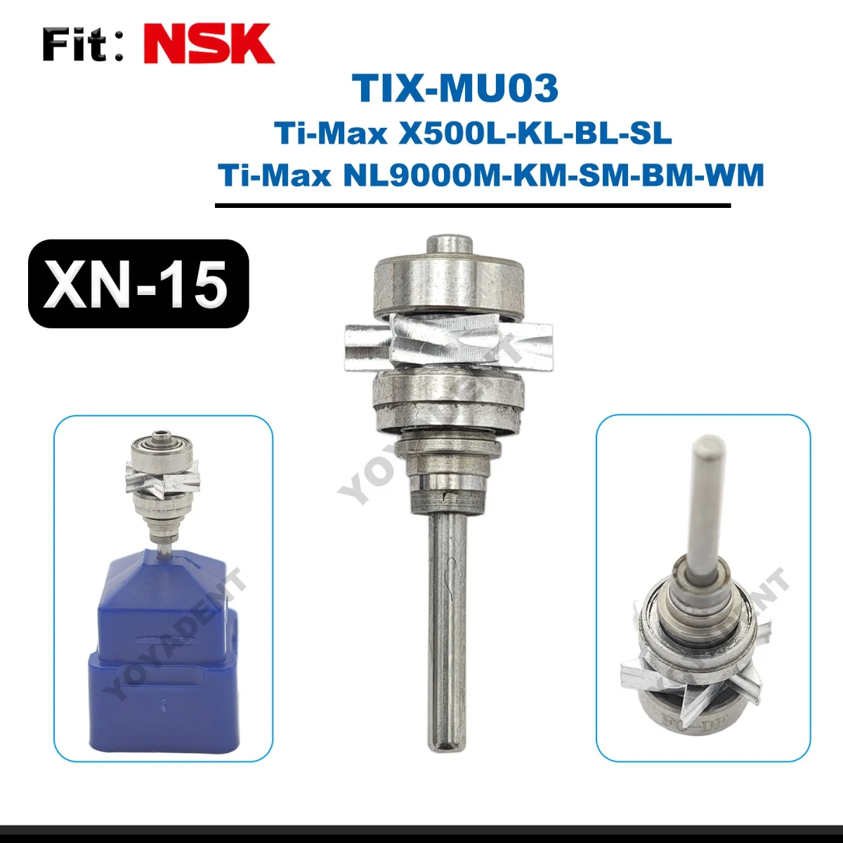 Fit NSK Ti-Max X450L/X500L/X600L/X650L/X700L/NL9000S/NL9000T/NL9000M High Speed Handpiece Dental Turbine Cartridge Rotorr 3