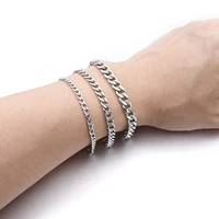 Fashion Stainless Steel Men Curb Cuban Chain Bracelet Women Bracelet On Hand For Couple Unisex Wrist Hand Jewelry Gift Party 4