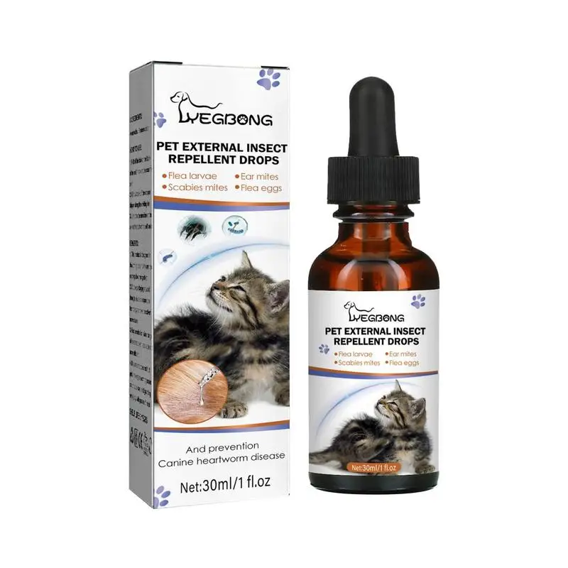 

Pets Dog Cat Anti-Flea Drops Insecticide 30ml External InsectsRepellent Drops Tick Concentrate Formula Pet Flea Remover Fleas