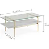 Tadio Glass Coffee Table, Double Layer Glass Coffee Table for Living Space,  Ultra Clear Glass Top,L41"x W21"x L17" 2
