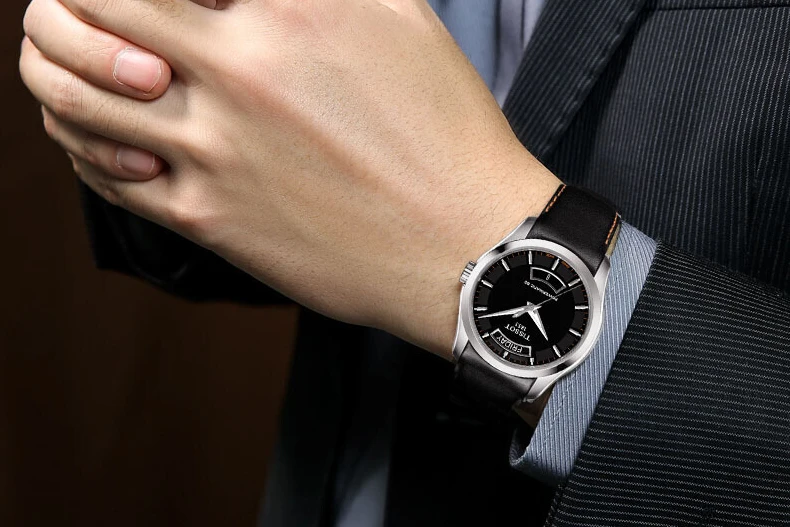 Male Cowhide Leather Watch Strap for Tissot 1853 Couturier