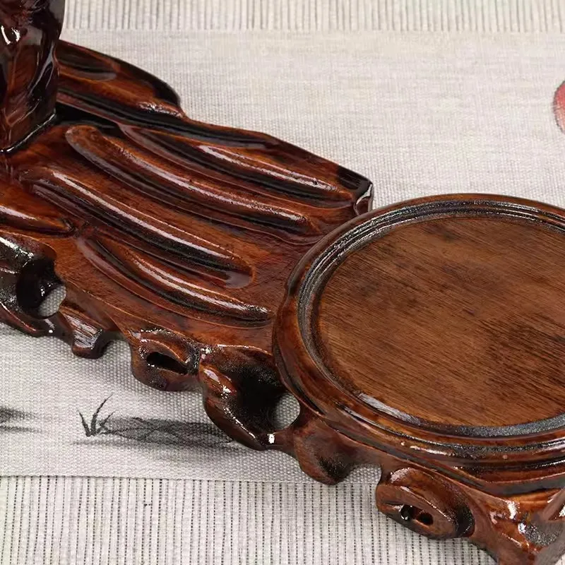 Mahogany Wood Root Carving Frame, Hanging Jade Frame, Handicraft, Solid Wood, Antique, Chinoiserie, Hair Pen Rack