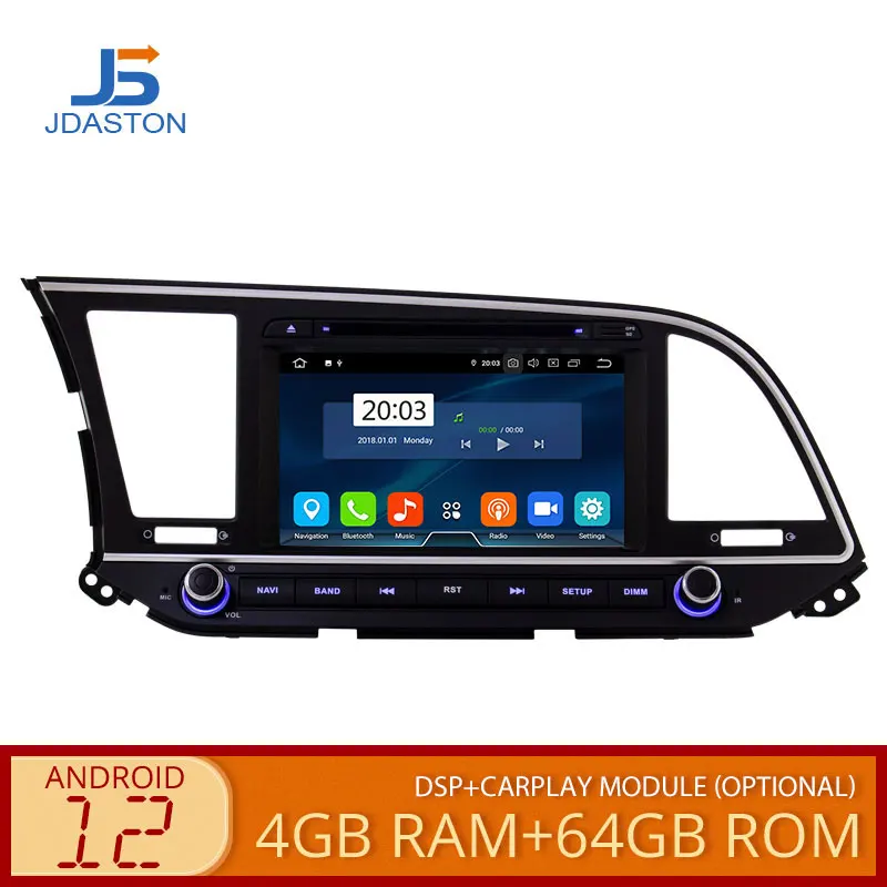 

JDASTON Octa Cores Android Car DVD Player For Hyundai Elantra 2016 2017 2018 4G+64G Multimedia GPS Stereo 2 Din Car Radio Video