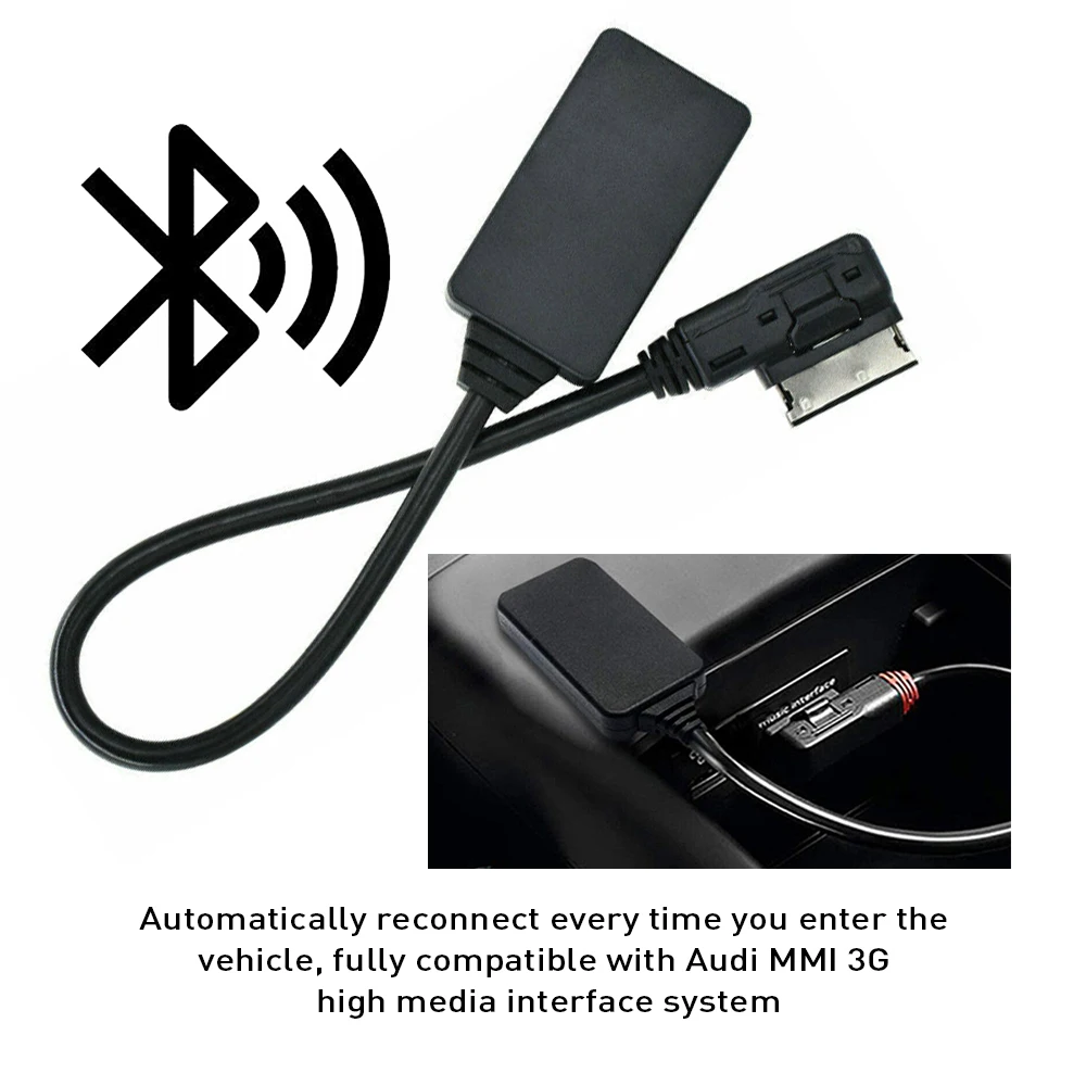 1Pcs Car Bluetooth Music Interface AUX Audio Cable Adapter Black For Audi A1 A3 A4 A5 A6 A7 A8 Q3 Q5 Q7 RS4 S6 S7 Accessories