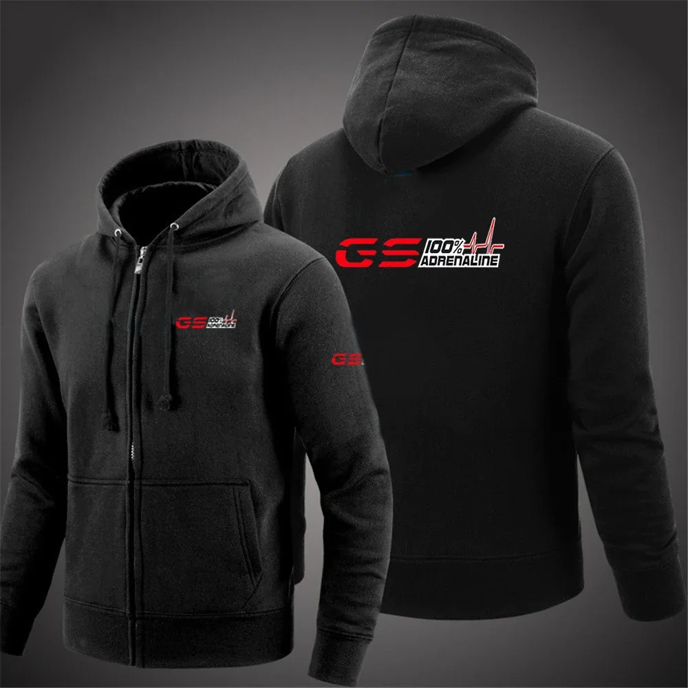 

2024 Spring Autumn GS Adrenaline Motorrad Biker Fan Logo Print Solid Color Casual Hoodies Men's Cardigan Zipper Hooded Pullover