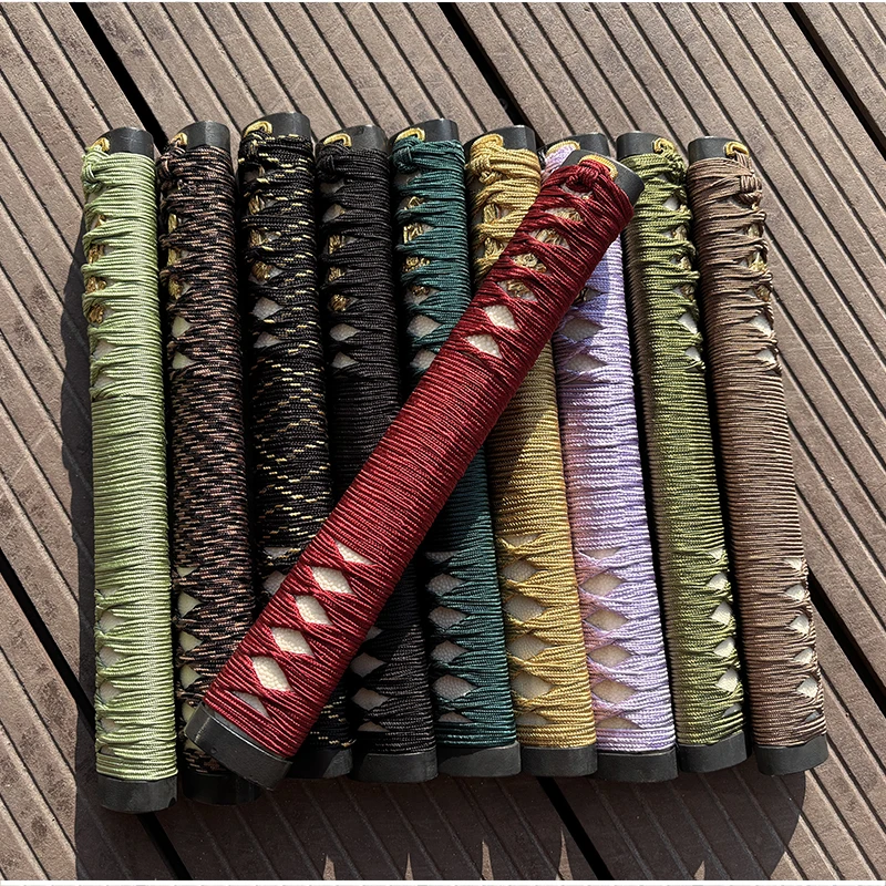 Tsuka-Japanischer Samurai-Schwertgriff, Katate Maki Tsukamaki – Katana-Griffverpackungen mit echtem Gleicher, Seide Ito, Holzgriff – Detail 12