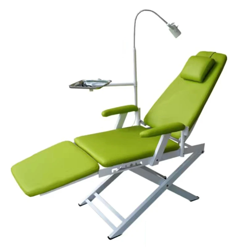 NEW Dental Folding Chair Portable Unit with Air Turbine Unit with LED Oral Light Lamp with Water Flushing Movable light chair