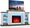 72" LED Electric Fireplace with Mantel, Fireplace TV Stand for 80 Inch TV, Modern Entertainment Center with Storage 2