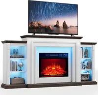 72" LED Electric Fireplace with Mantel, Fireplace TV Stand for 80 Inch TV, Modern Entertainment Center with Storage 2