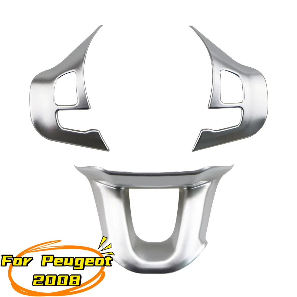 Car Steering Wheel Decoration Cover Trim Sticker Fit for Peugeot 2008 208 2014 2015 ABS Accessories