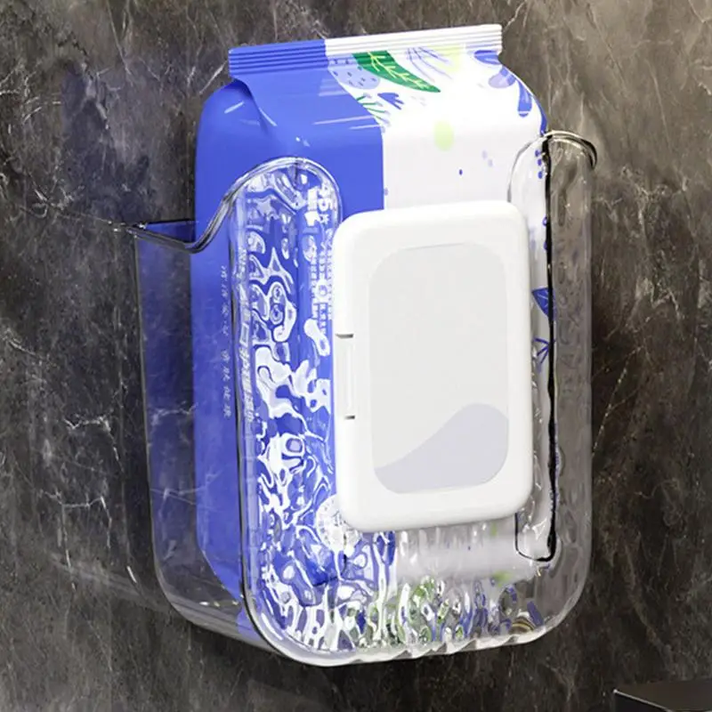 Wipes Dispenser for Bathroom No Punching Wipe Tissue Storage Box Case Refillable Wipes Container Box forKitchen Bedroom Bathroom