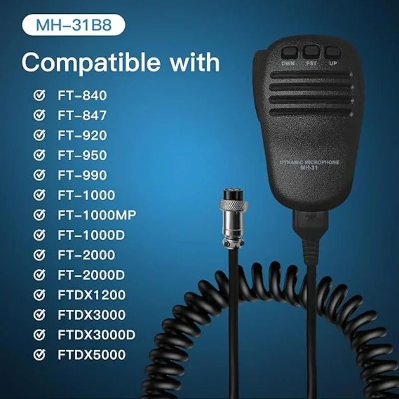 Micrófono De Mano MH-31B8 Para Radios Yaesu FT-847, FT-920, FT-1000D, FTDX-1200 Y Más