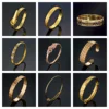 8 Style Punk Classic Geometric Round Open Bangles for Women Gold Color Heavy Metal Cuff Bracelet Fashion Party Wedding Jewelry 1