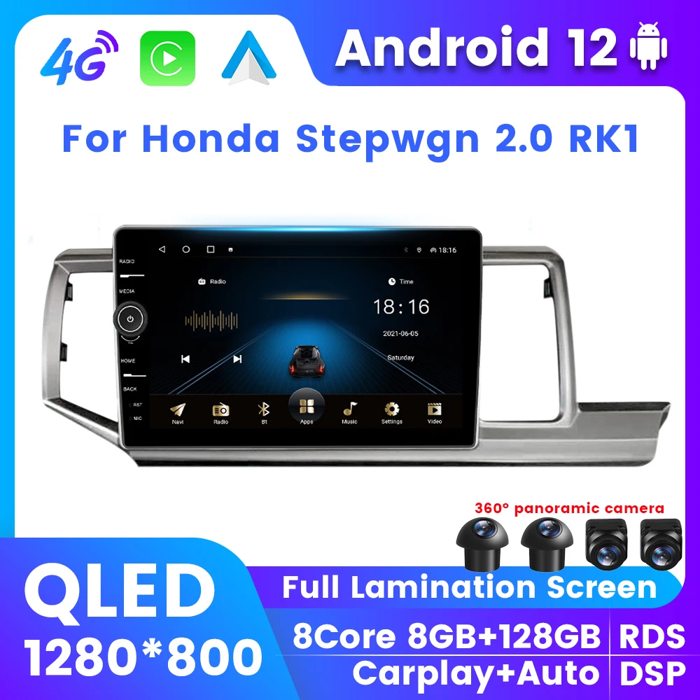 

QLED Android 12 Автомобильная интеллектуальная система для Honda Stepwgn 2,0 RK1 GPS стерео радио плеер беспроводной Carplay DSP BT 2Din все в одном