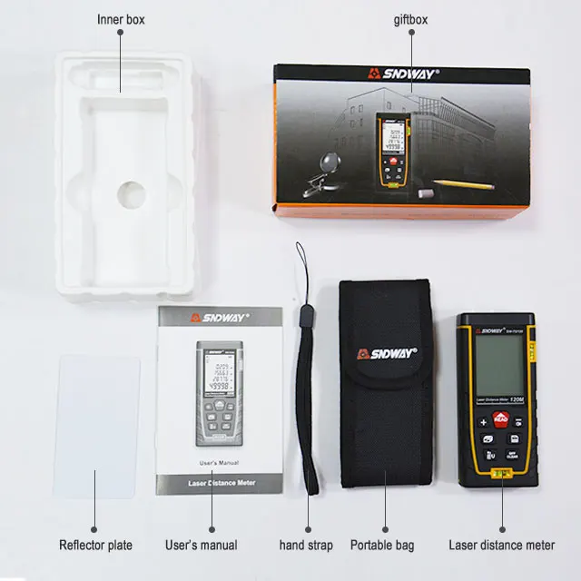 SNDWAY Laser Distance Meter Mini Rangefinder Digital Laser Trena Range Finder Device Ruler For 50M 70M 100M 120M