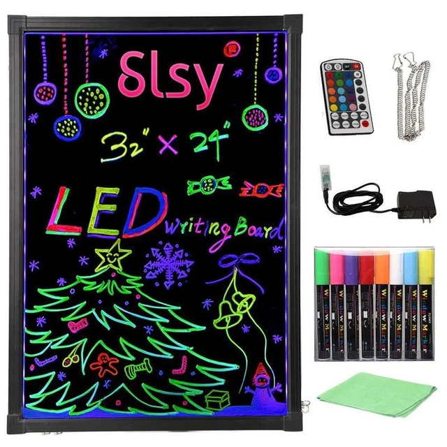 Wood A Frame Illuminated Erasable Neon LED Message Writing Board Menu Sign  New