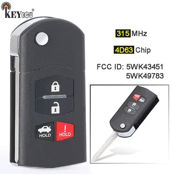Keyforkess 315MHz 4 d63 Chip p/n: 5 wk43451 5 wk49783 sostituzione Flip 3 1 4 pulsanti portachiavi remoto per Mazda 6 2009 2010
