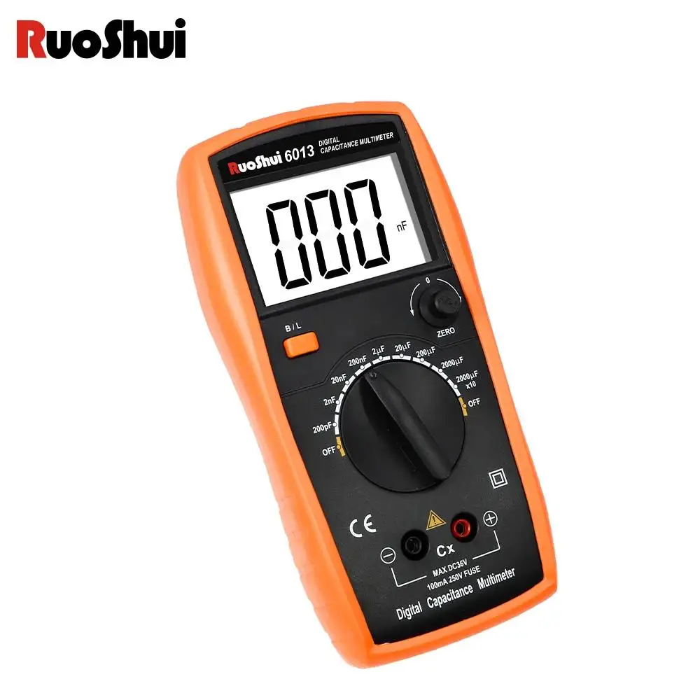 RuoShui6013 Digital Capacitance Meter High Precision Handheld Capacitor Tester Auto Tool 200pF-20000uF Inductance LCR Multimeter 5