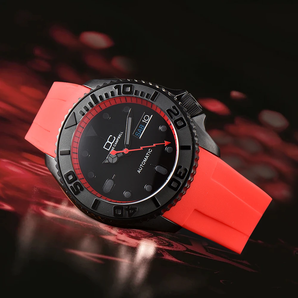 42mm Dual Calendar SKX007 Sapphire Case Mechanical Can Custom logo Red Automatic Men\'s luxury watches NH36 Movement Waterproof