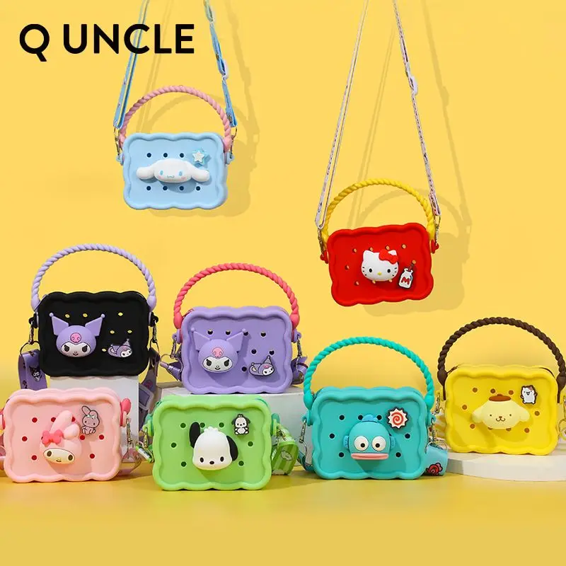 

Sanrio «сделай сам», кошелек для монет с Hello Kitty, милое Аниме-сердечко для девочки, Kuromi My Melody, мультяшная Милая коричная сумка через плечо, детский подарок