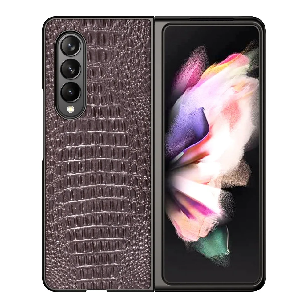 

Роскошный чехол 2 в 1 из натуральной кожи в стиле ретро для телефона Samsung Galaxy Z Fold3 Fold 3 2, винтажный Чехол-книжка из крокодиловой кожи 3D, армированная задняя крышка