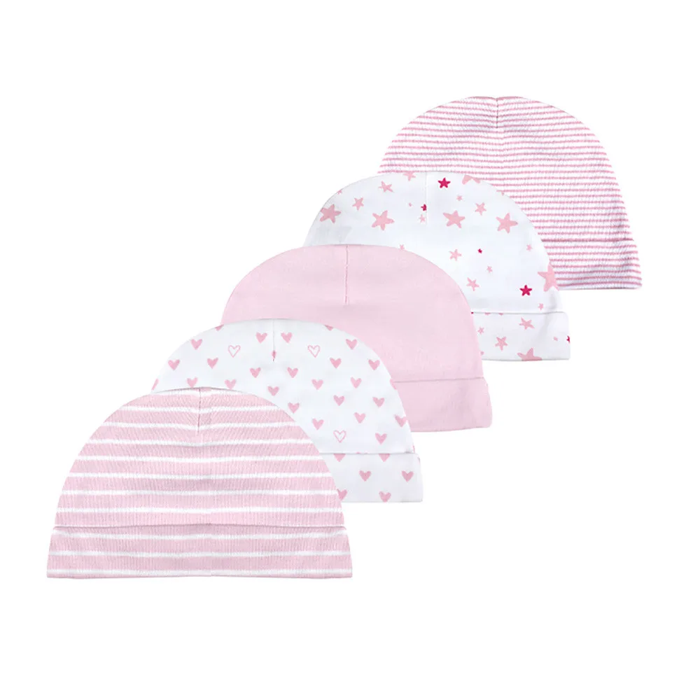 5 Pcs Infant Caps 100%Cotton Fashion Casual Cute 0-6Months Newborn Boy Girl Hats Soft Baby Accessories 4