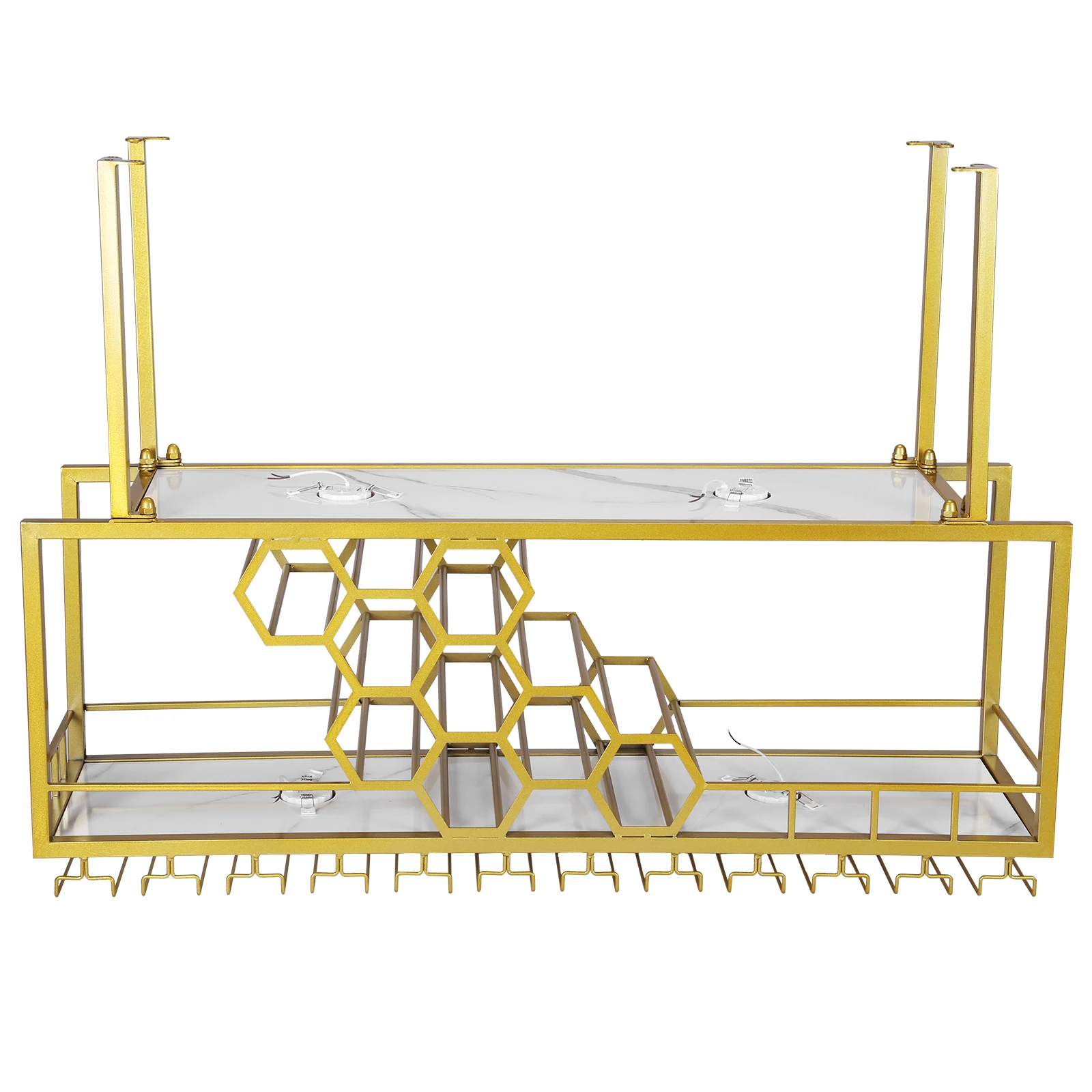Metal Hanging Wine Rack (gold)