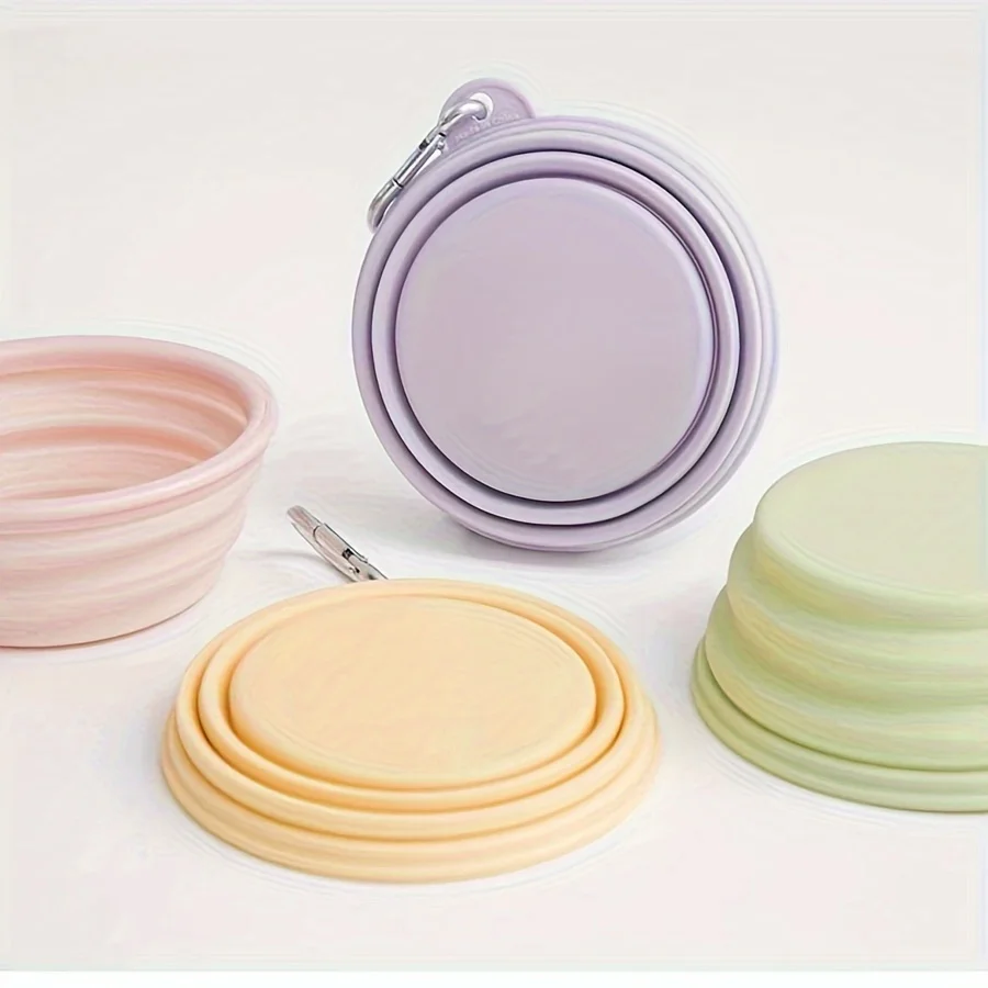 350ml Macaron Pet Bowl, Portable Foldable Silicone Cat/Dog Bowl for Outdoor Travel, Hanging Feeding & Water Bowl