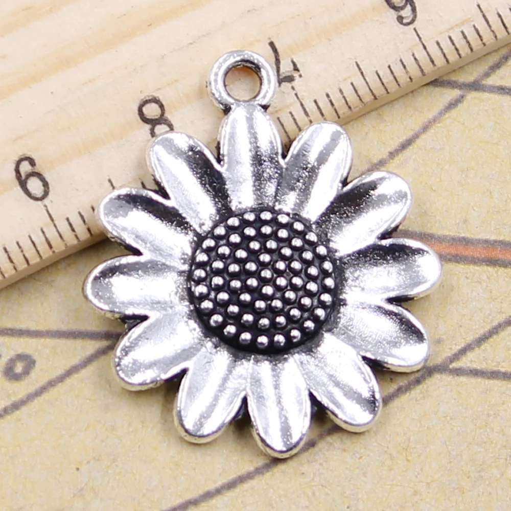 10 stücke Charme Sunflower Blume 30x26mm Tibetischen Silber Farbe Anhänger Antiken Schmuck, Die DIY Handgemachten Handwerk
