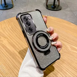 Shockproof Holder Ring Phone Case with Soft Cover for Reno 9 5G (Black)