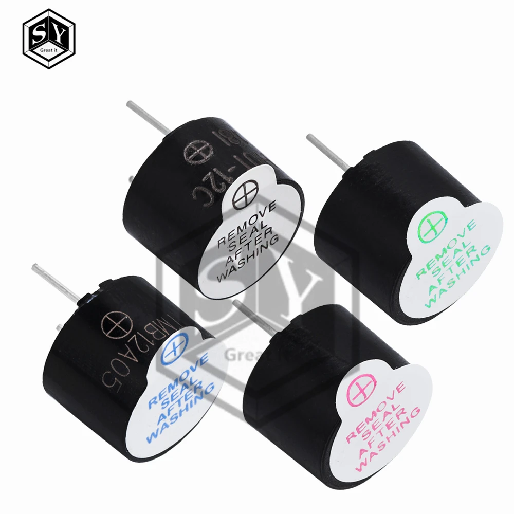 3/5/12/24V Piezo Buzzer Active Buzzer Magnetic Long Continous Beep Tone Alarm Ringer 12mm MINI Active Piezo Buzzers Arduino Diy Kit