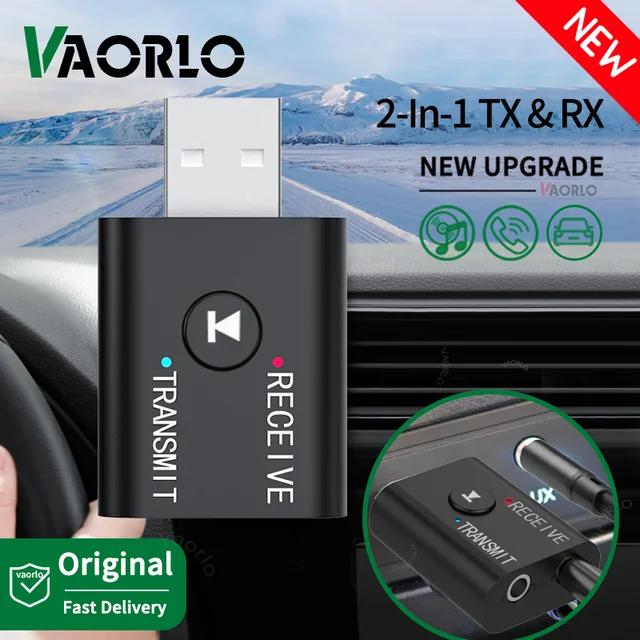 2 IN 1 Car Audio Transmitter Receiver 3.5mm AUX Jack RCA USB Dongle With MIC Music Wireless Adapter For Car/Wired Speaker/TV/PC
