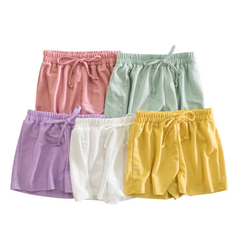 2022 Summer Cotton Shorts For Girl Candy Solid Color Elastic Band 2-8 Years Kids Baby Children Toddler Girls Clothes |