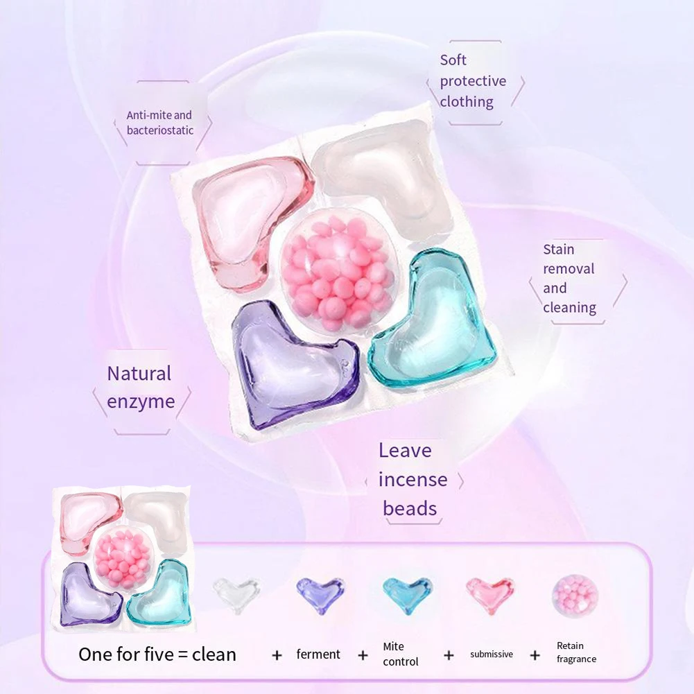Multi-purpose Detergent 5 in 1 Detergent Liquid Capsule Ball Laundry Scent Fragrance Beads 50-150Pcs for Home Dormitory