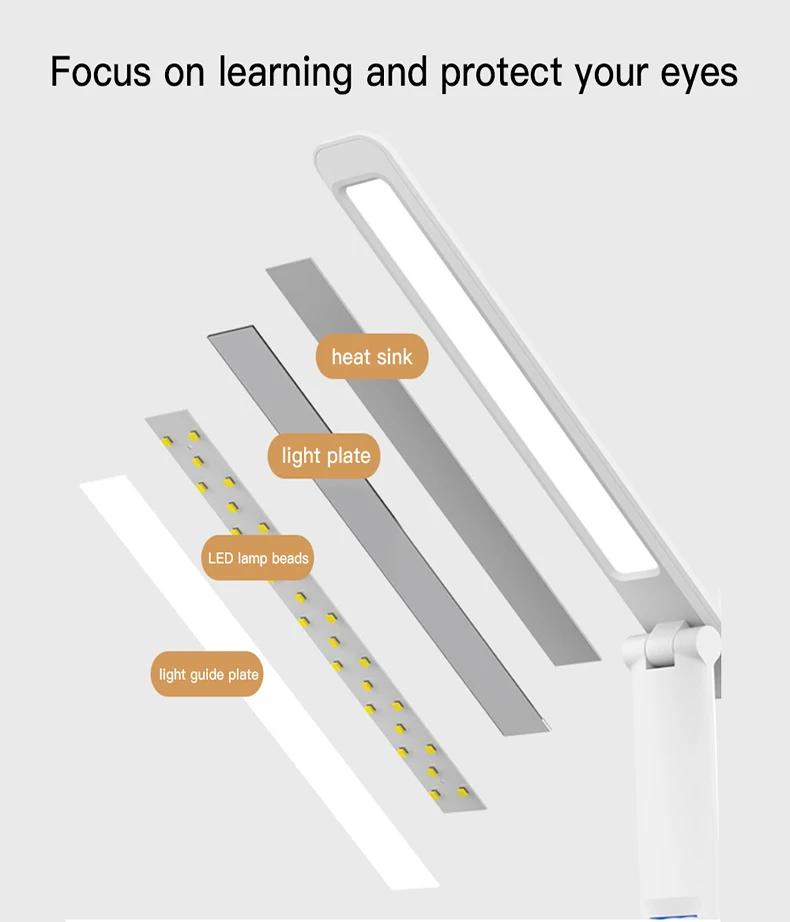 LED Desk Lamp Rechargeable With Alarm Clock Thermometer Dimmable Touch Foldable USB Charging Table Lamp Battery Night Light NEW 6