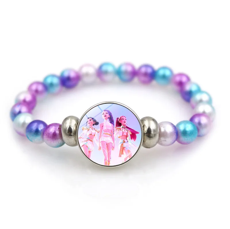 Kpop Demon Hunter HUNTR/X & Derpy Beaded Bracelets – Anime K-Pop Character Stretch Bracelet Set