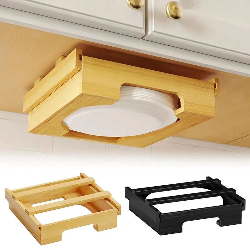 

Vertical Kitchen Dish Rack Under Cabinet Paper Plate Dispenser Countertop Paper Plate Storage Organizer Kitchen home Accessories