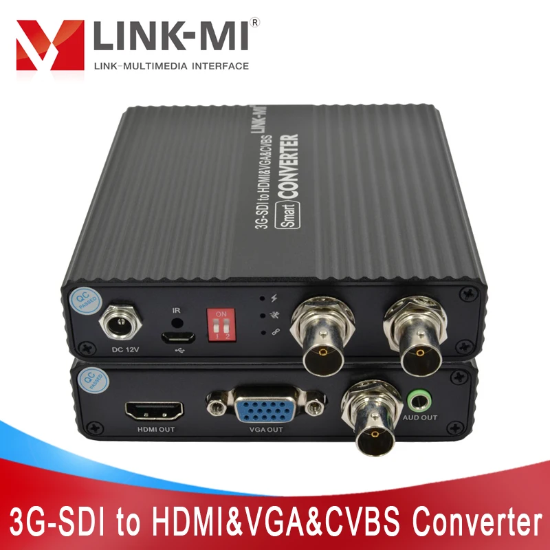 

LINK-MI 3G-SDI to HDMI/VGA/AV Converter With Audio Splitter 1x2 SDI Signal Loop Out SDI to CVBS Converter 1080p BNC Converter