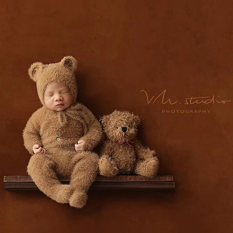 Newborn Photography Bear Clothes Bear Ear Hat+Jumpsuit Set Cute