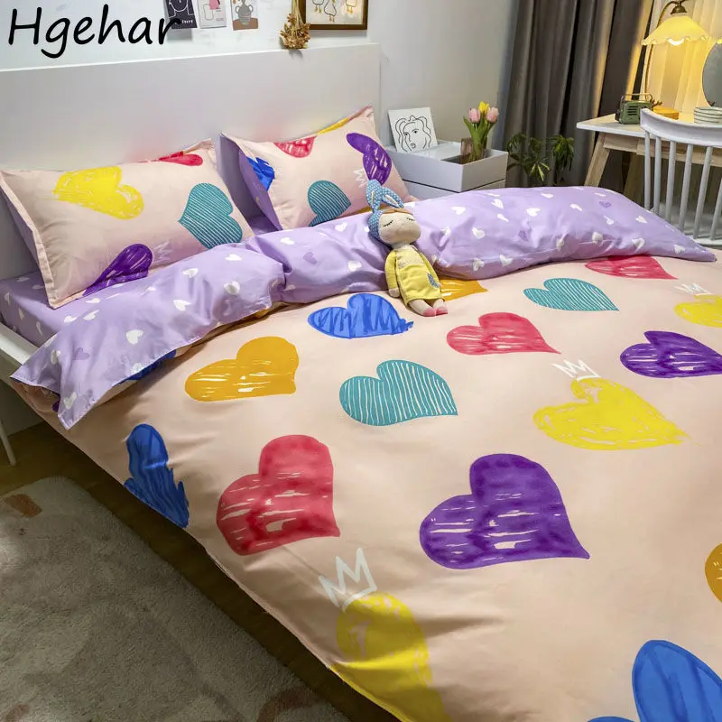 

Bedding Set Duvet Cover Pillowcase Woman Adult Beds Sheet Queen Full Home Textile Girl Cartoon Soft Washed Cotton Bedclothes Ins
