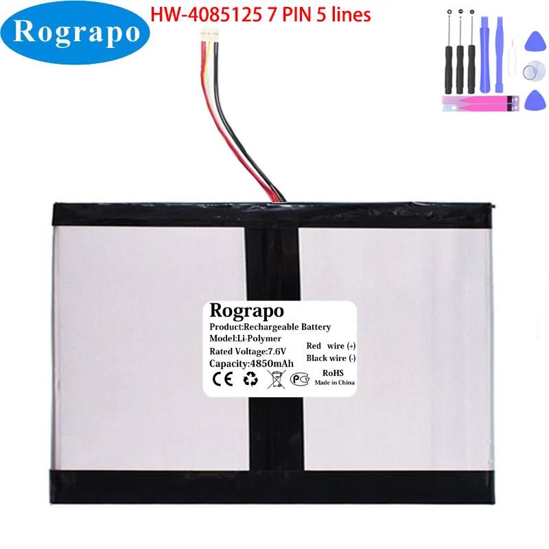 Nuova Batteria Per Tablet Pc Portatile Da 7.6V 4850Mah Per Zedpc Hw-4085125 Spina A 7 Pin 5 Fili + Strumento