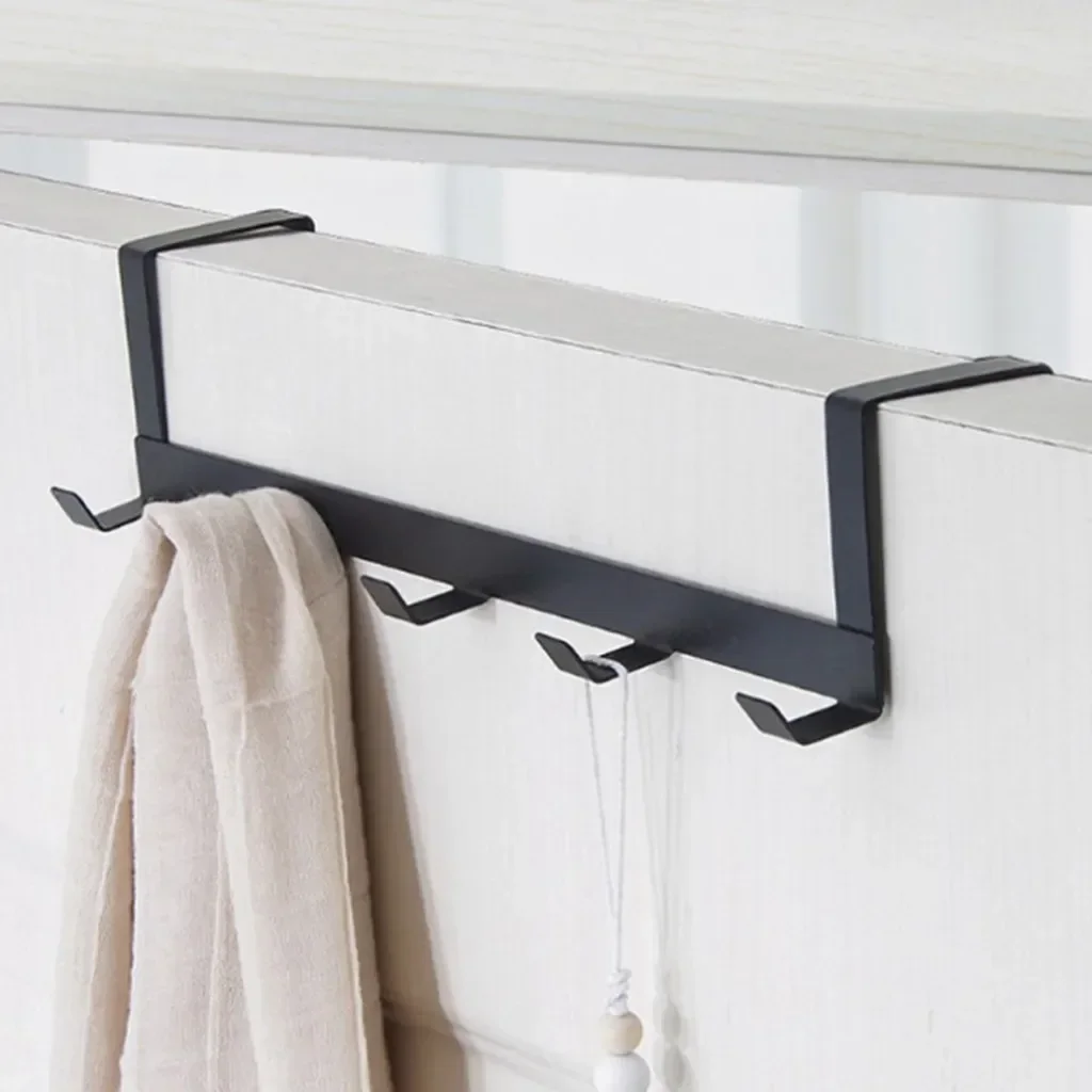 Hooks Over The Door 5 Hooks Home Bathroom Organizer Rack Clothes Coat Hat Towel Hanger New Bathroom Kitchen Accessories Holder