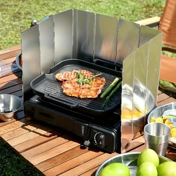 Foldable Aluminum Camping Stove Wind Shield – Windproof Burner Screen (8/12 Plates) 1