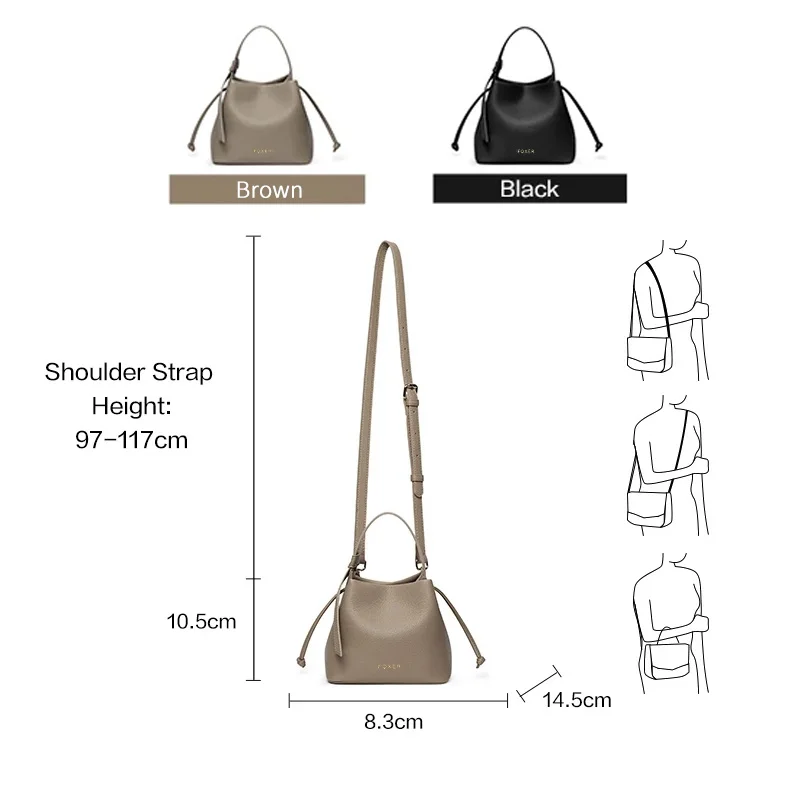 FOXER Brand Women's Top-handle Bucket Bag  2026 New Trendy Hot Selling Fashion Versatile Female Shoulder Crossbody Bag Purse 4