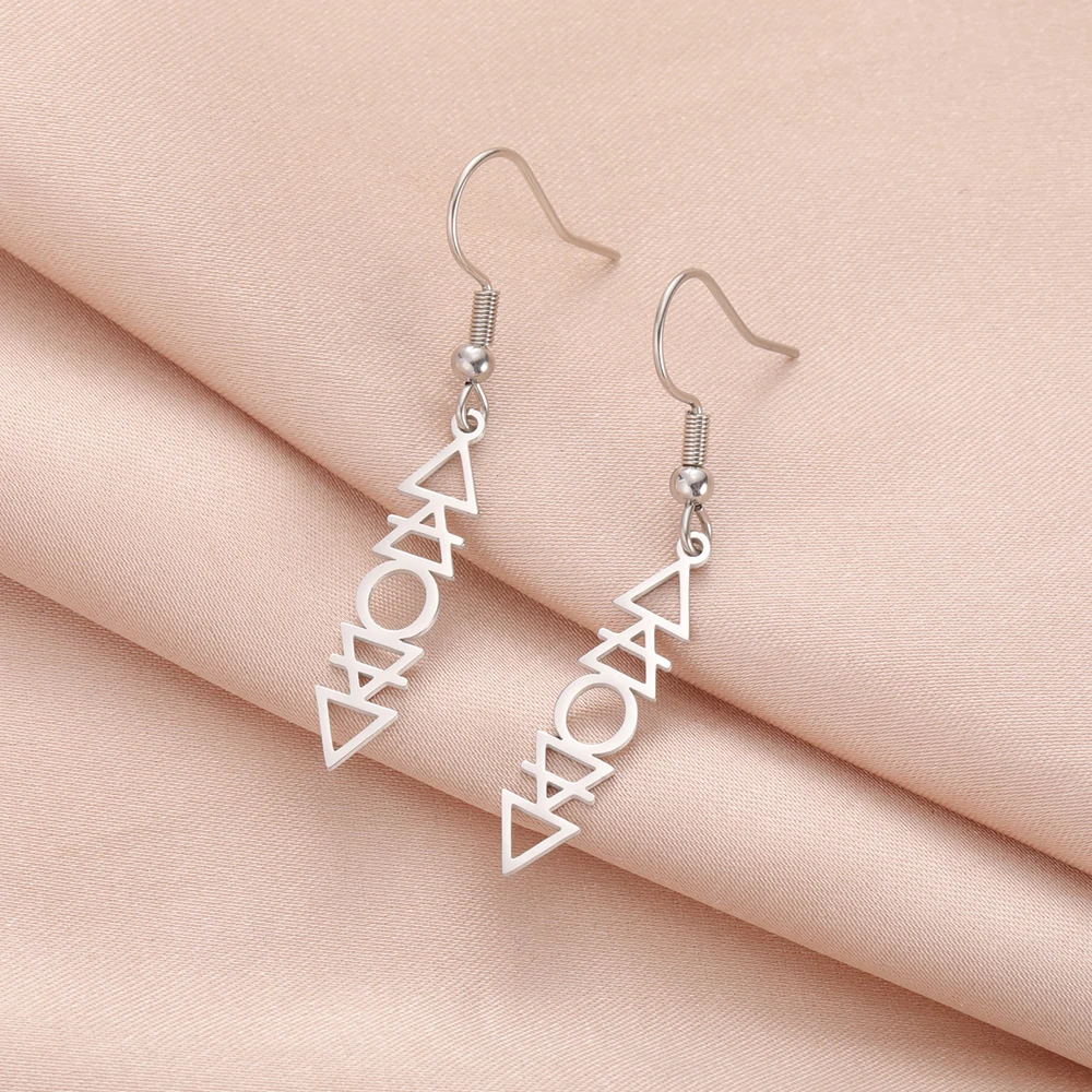 Dawapara Element Symbole Tropfen Ohrringe Planetär Feuer Erde Wasser Luft Symbole Alchemistischer Charme Edelstahl Schmuck – Detail 11