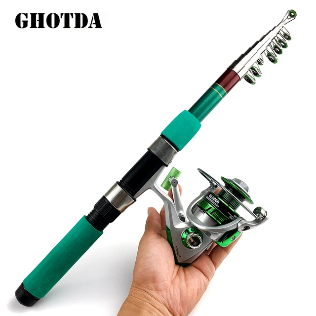 Portable Spinning Fishing Rod and Reel Combo 1.8M Telescopic Rod with  Fishign Reel Full Fishing Kit with Fishing Line Carry Bag - AliExpress