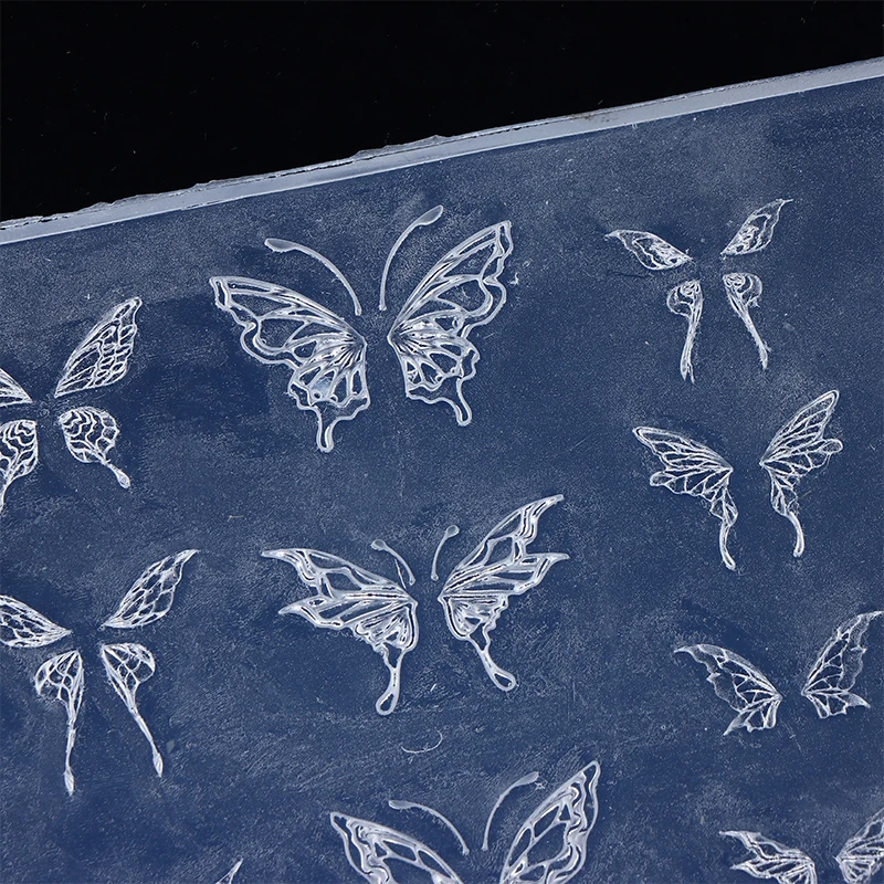 1개 실리콘 네일 몰드, 달콤한 레이스 꽃 나비 리본 네일 아트 장식 템플릿, DIY 디자인 투명 매니큐어 스텐실