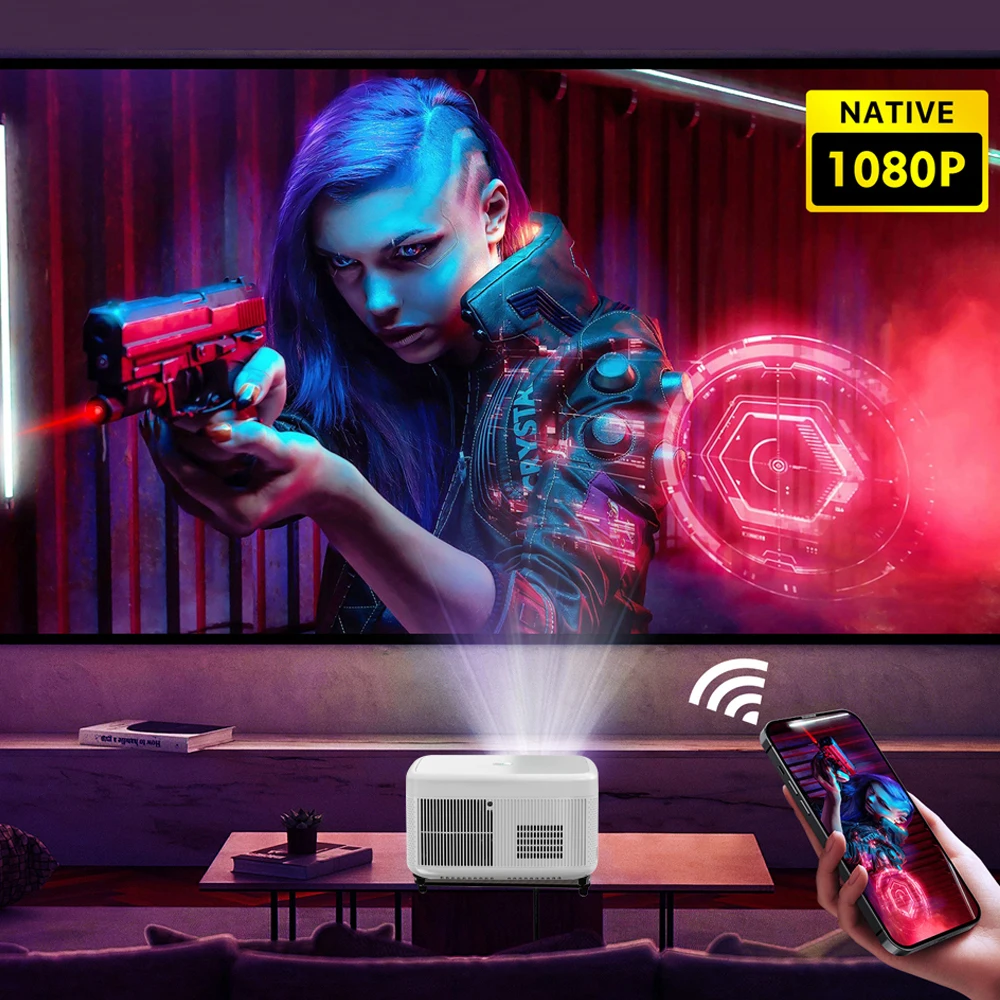 LED Projector Vivicine K6 Android 9.0 Full HD 1080P Projector,Portable Digital Focus LED WiFi Home Theater Video Proyector Beamer