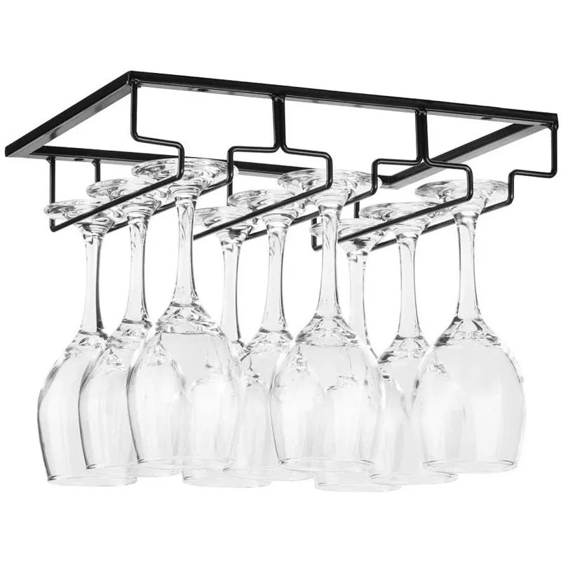 Wine Glasses Holder Bartender Stemware Hanging Rack Under Cabinet Stemware Organizer Glass Goblet Iron Rack Bar Tool